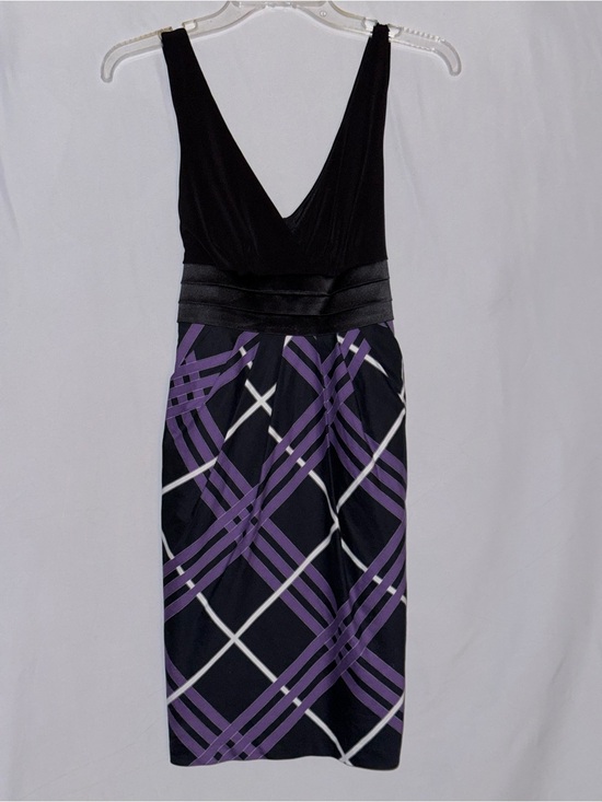 A. Byer Dresses & Skirts - NWT A. Byer Black Dress with Purple & White Plaid Skirt Size 5 (Juniors)